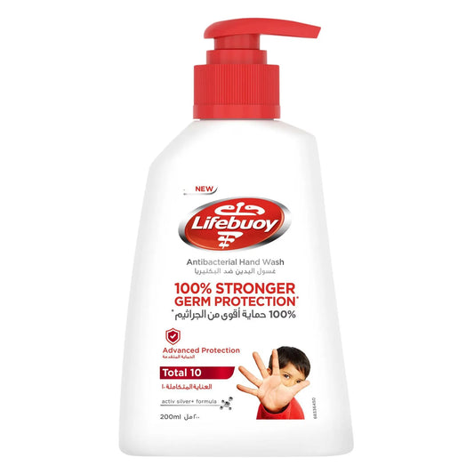 Lifebuoy Antibacterial Hand Wash, Total 10, for 100% stronger germ protection in 10 seconds, 190ml