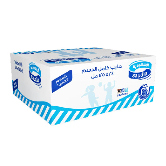 Saudia Long Life Full Fat Milk 125ml × 24 Pieces