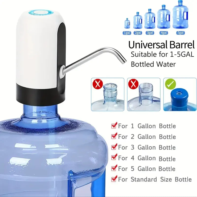 1pc Water Bottle Pump, Electric Water Bottle Pump, USB Rechargeable